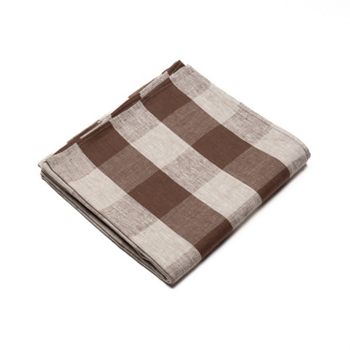 Check Linen Table Cloth - Choco Natural