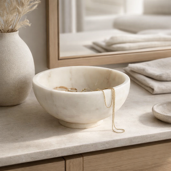 White Marble Trinket Bowl