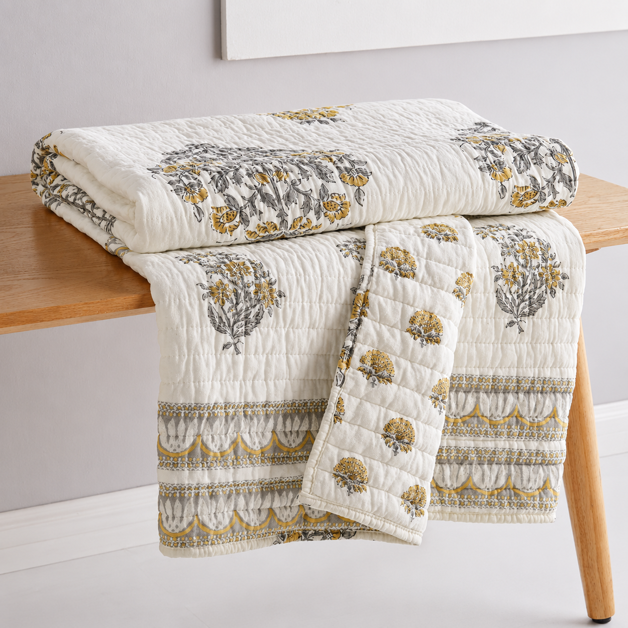 Maison Jardin Bush Ivory Quilted Throw