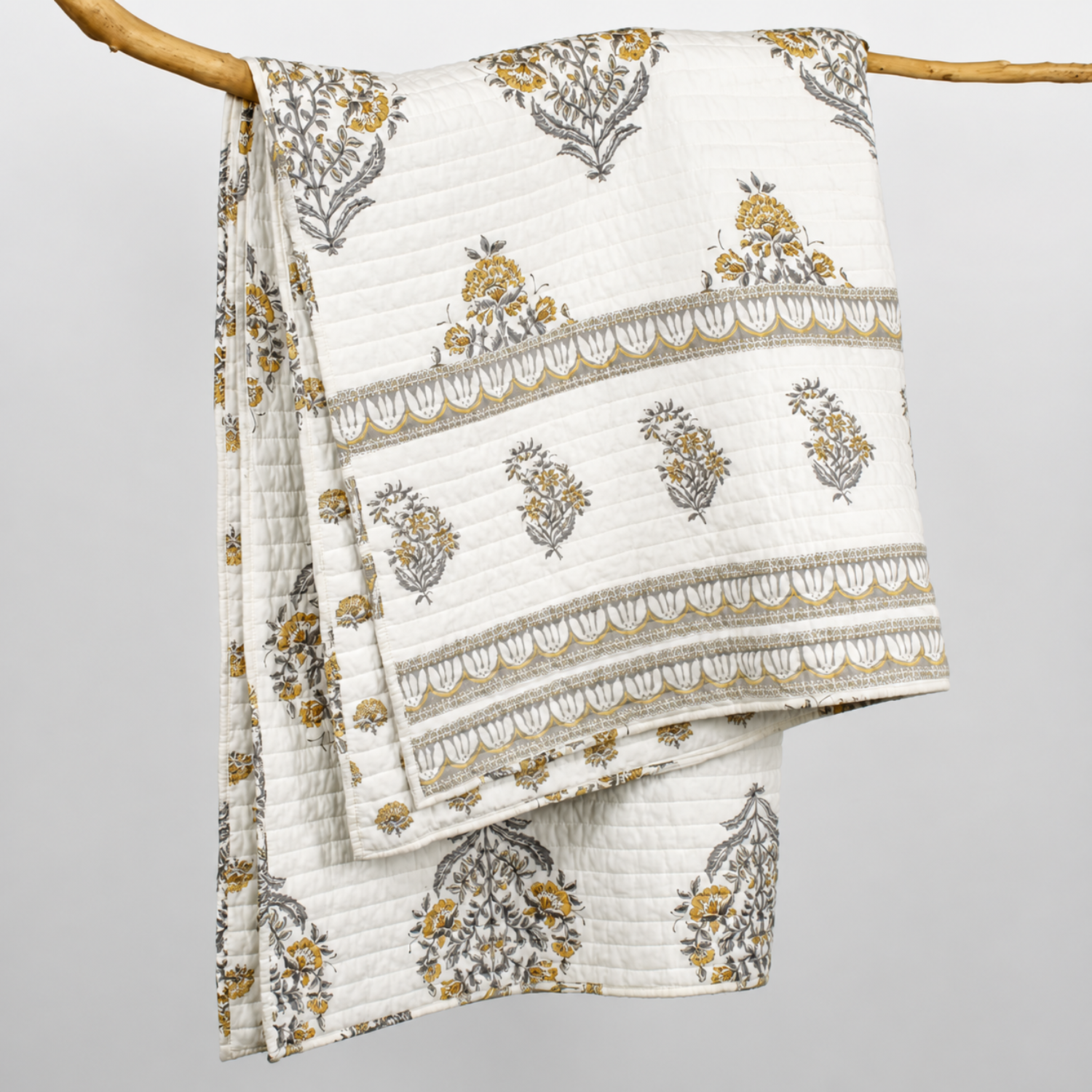 Maison Jardin Bush Ivory Quilted Throw