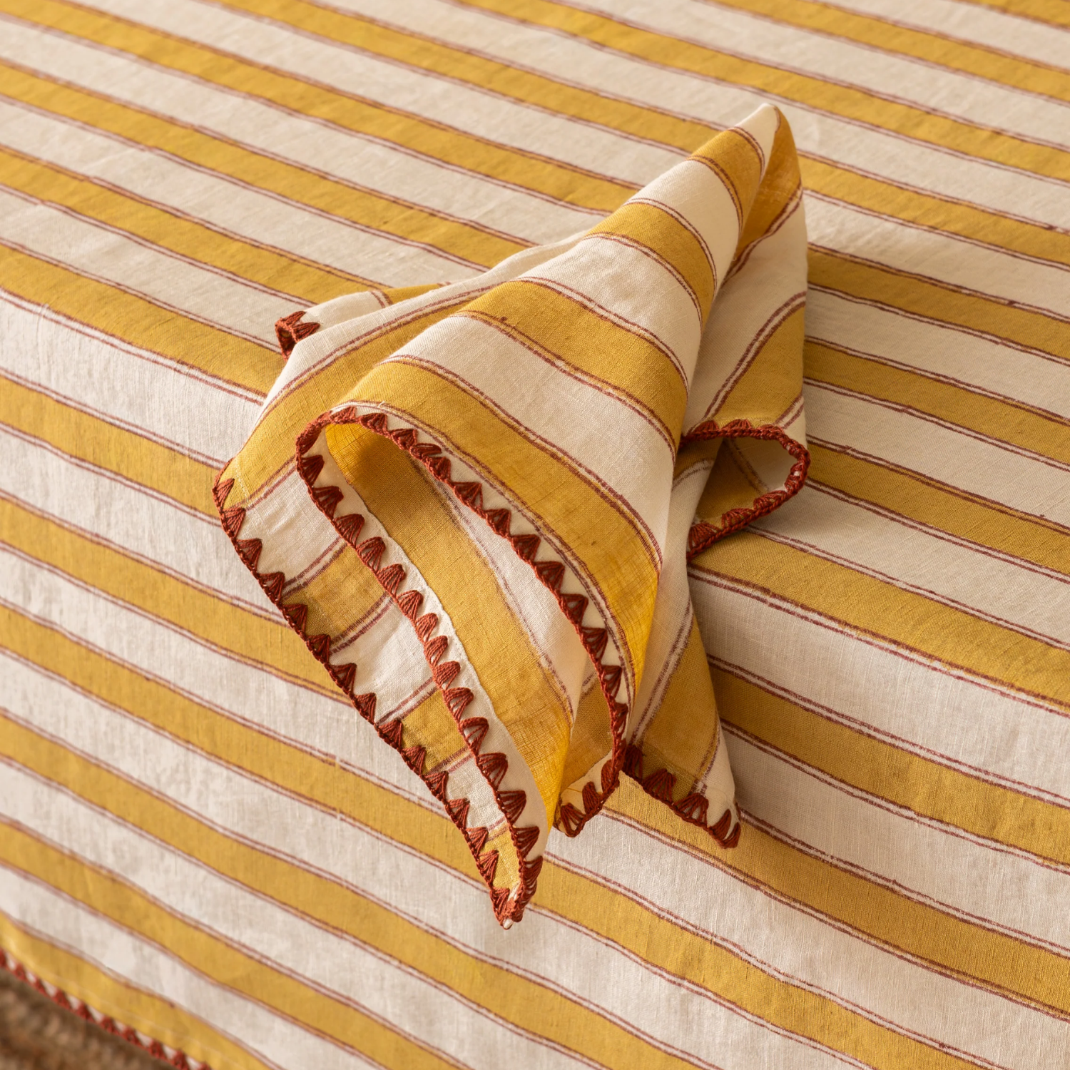 Heritage Stripe Linen Napkin (Set of 2) - Yellow
