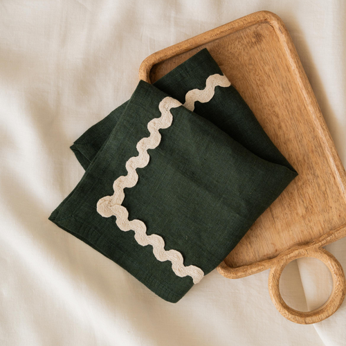 Heirloom Lace Linen Napkin (Set of 2) - Green