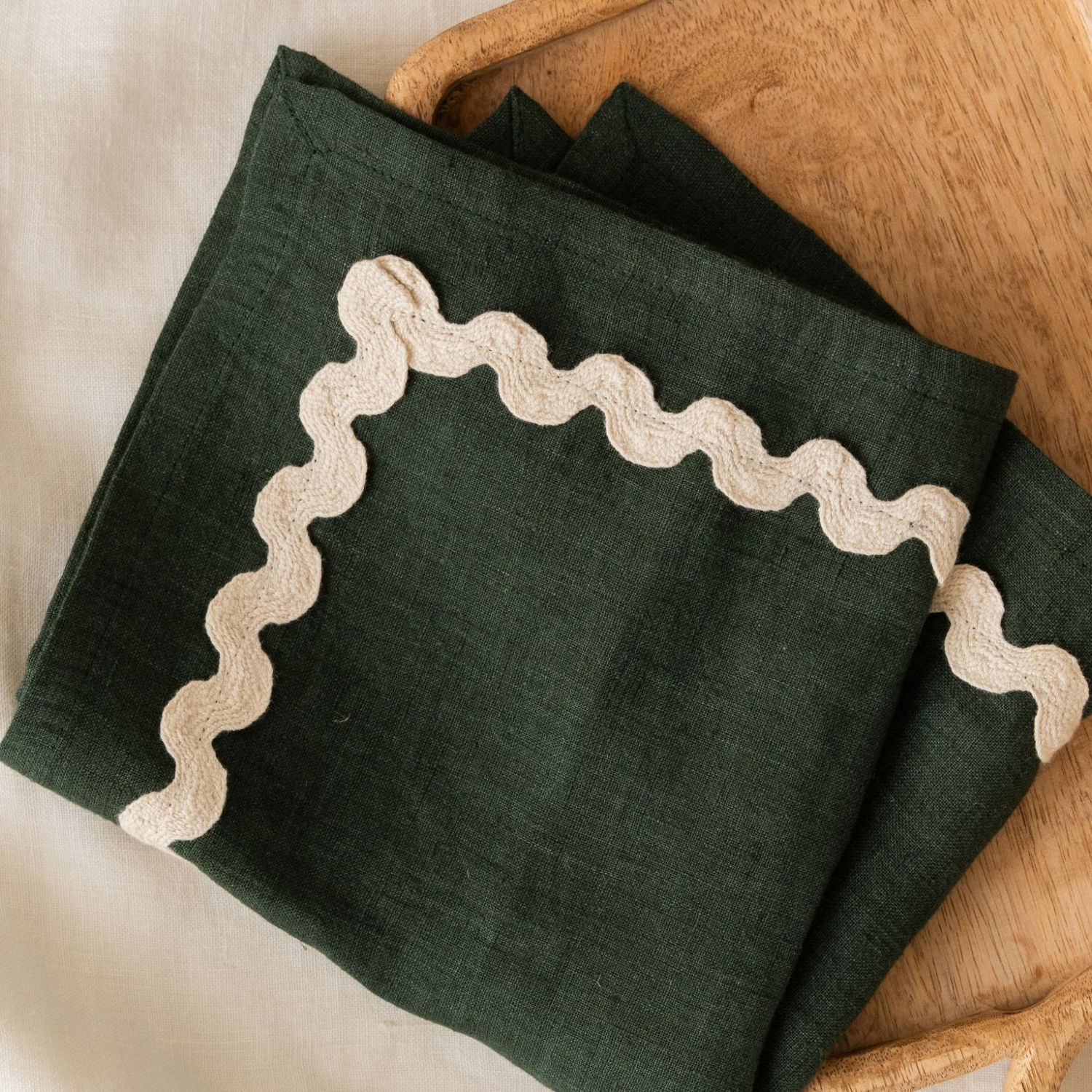 Heirloom Lace Linen Napkin (Set of 2) - Green