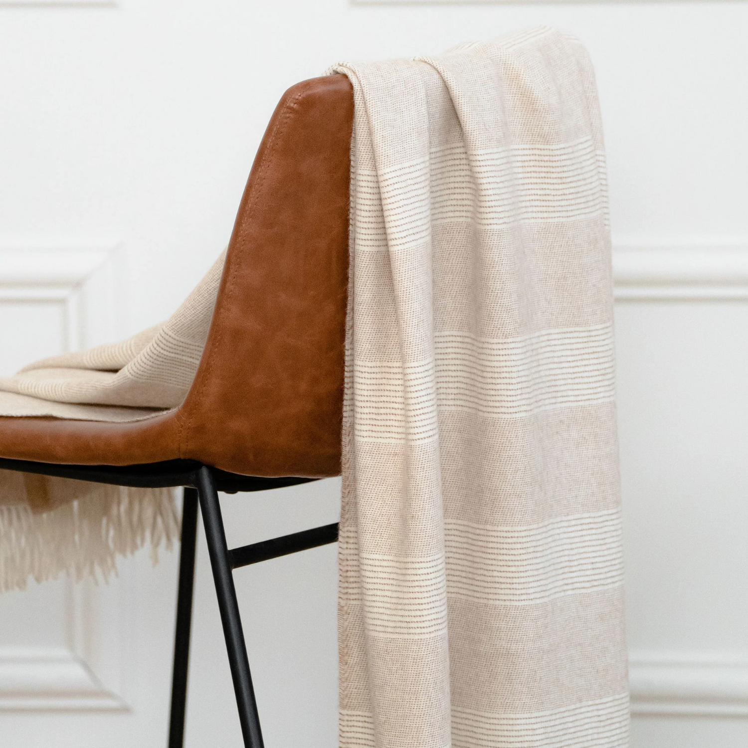 Brie Striped Camel Alpaca Throw