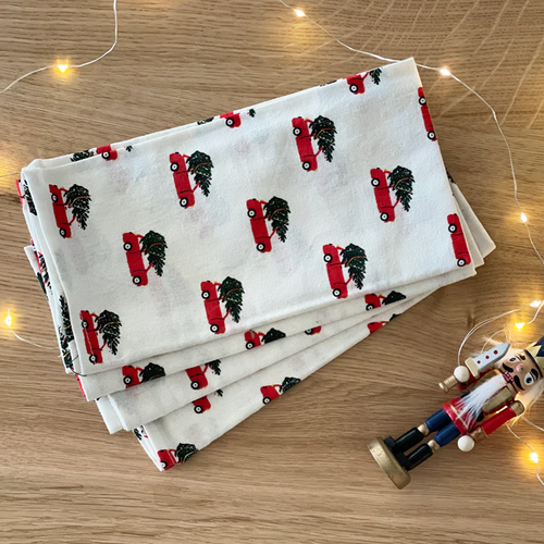 Festive Car Ride Cotton Napkin Set of 4