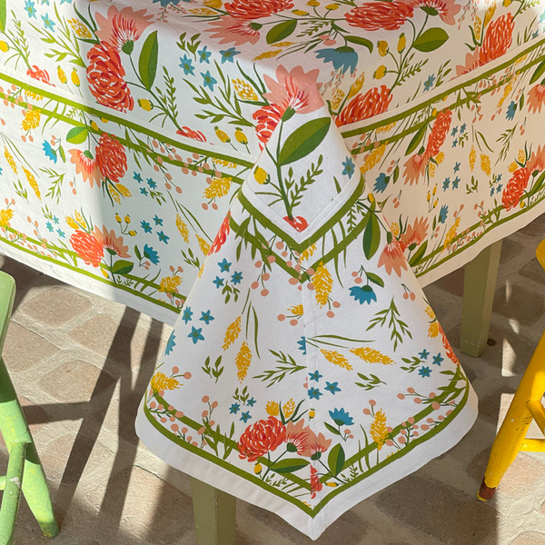 Scarlet Bloom Cotton Table Cloth