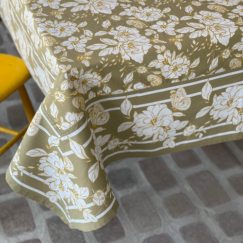 Moss Floral Cotton Tablecloth
