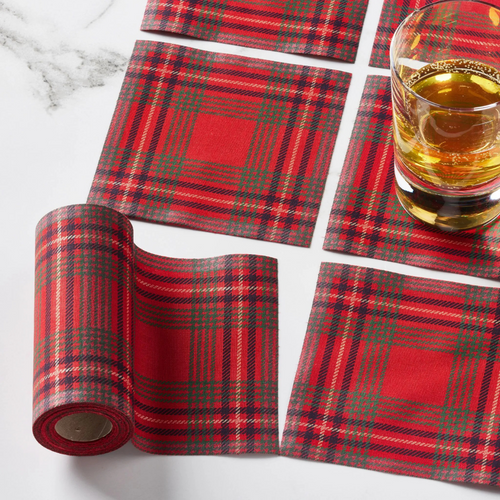 Reusable Red Tartan Cocktail Napkins (50 pcs)
