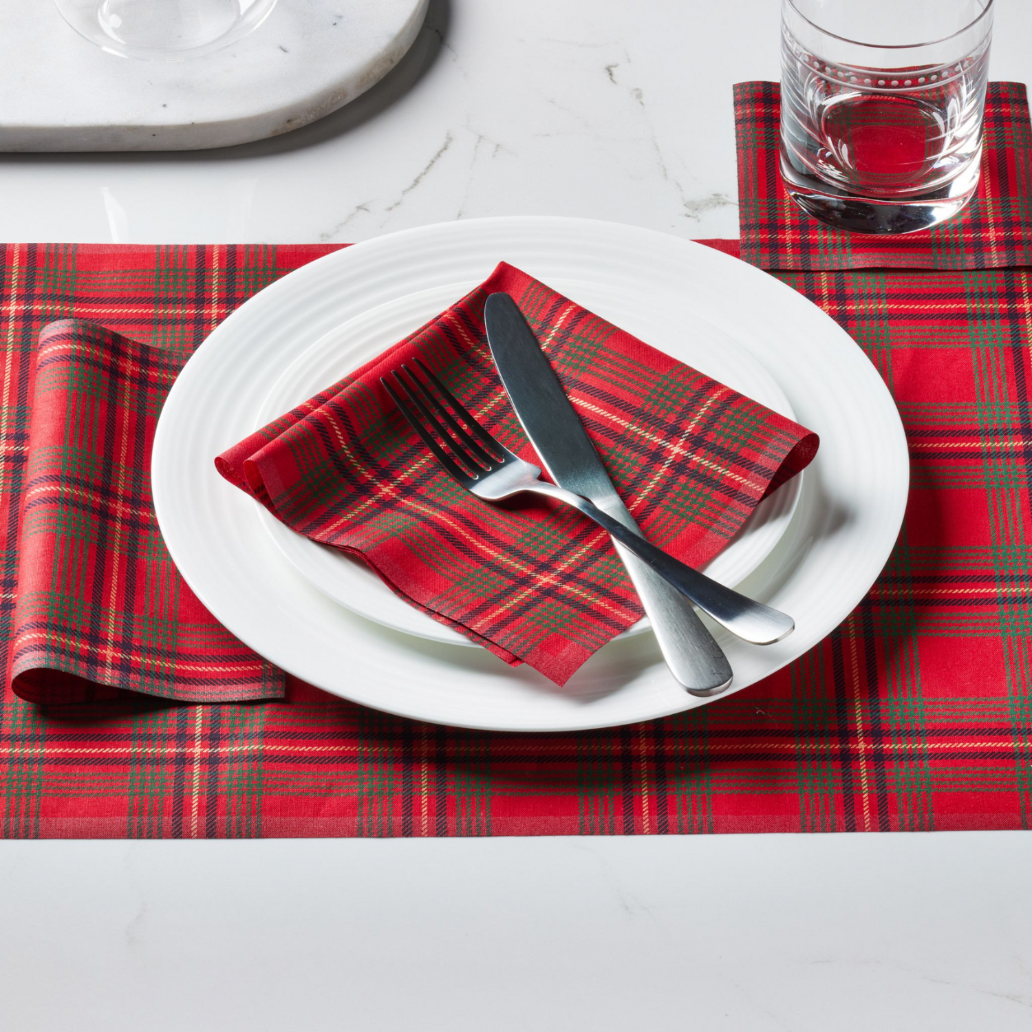 Reusable Red Tartan Cotton Napkins (12pcs)