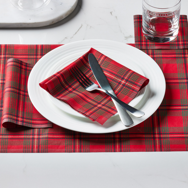 Reusable Red Tartan Cotton Napkins (12pcs)