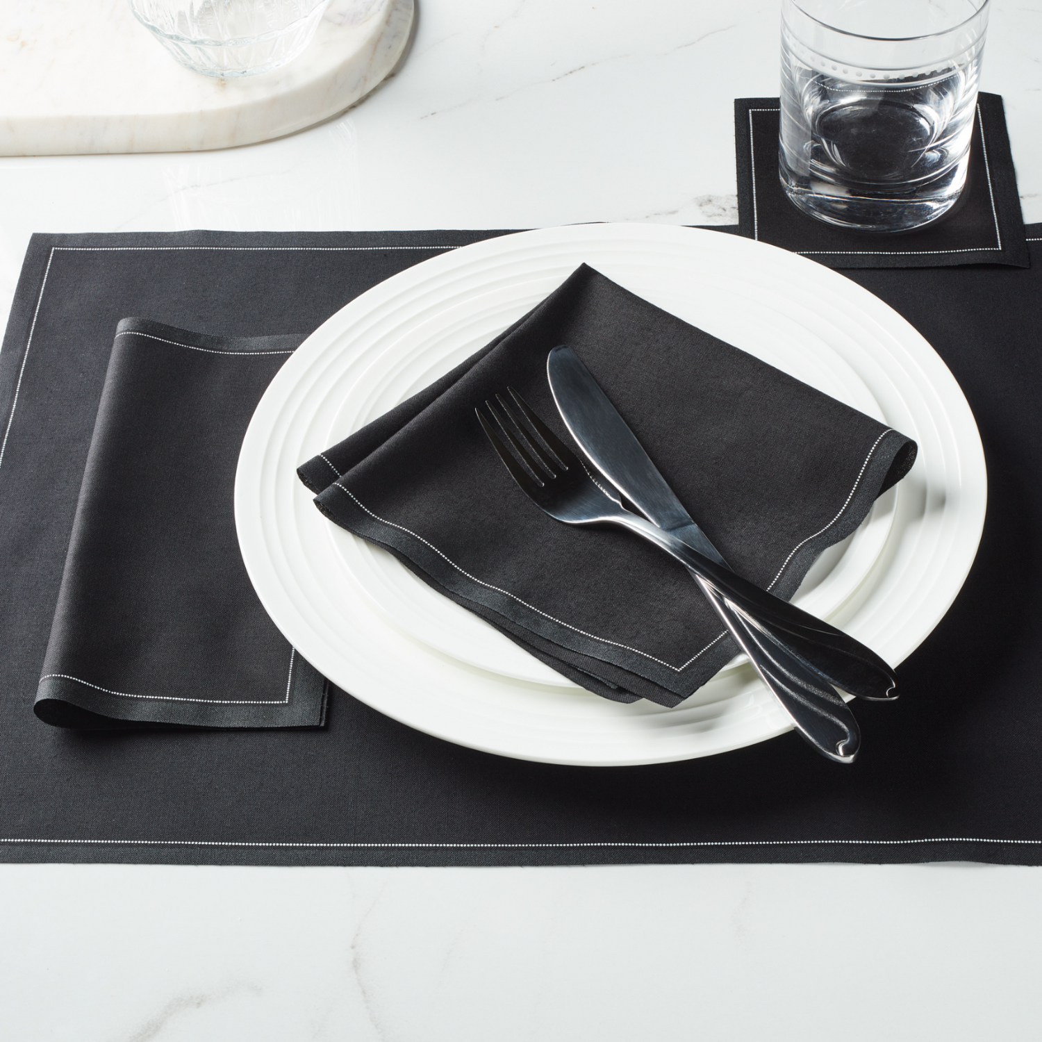Reusable Black Cotton Napkins (25pcs)