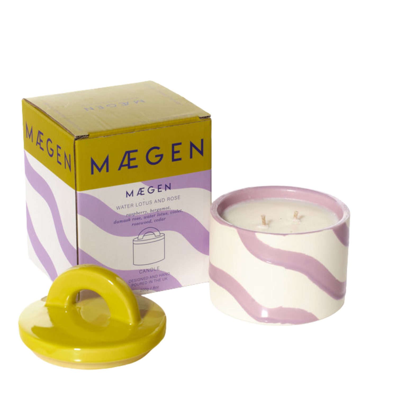 Geo Ceramic Candle Pot - Water Lotus/Rose