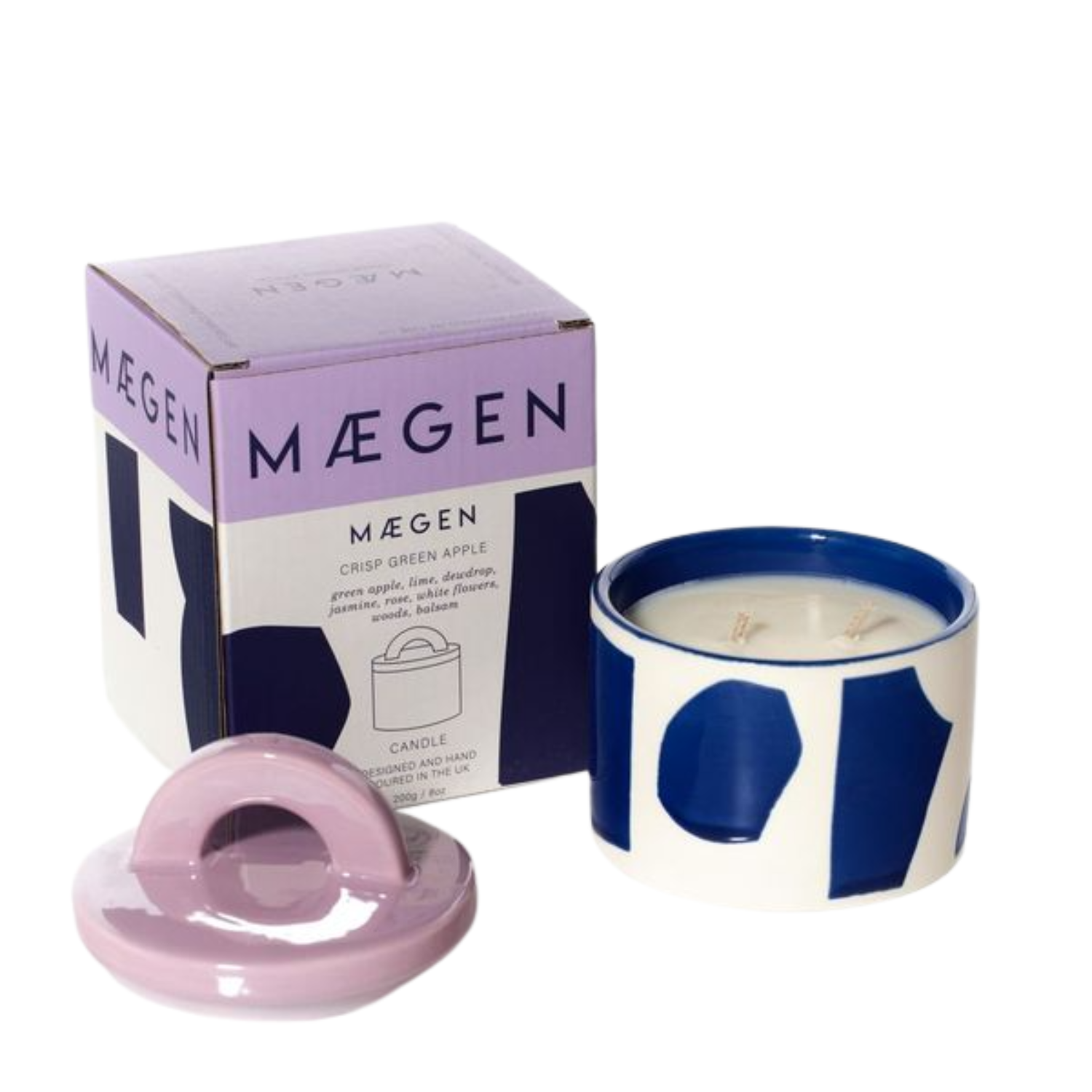 Geo Ceramic Candle Pot - Crisp Green Apple