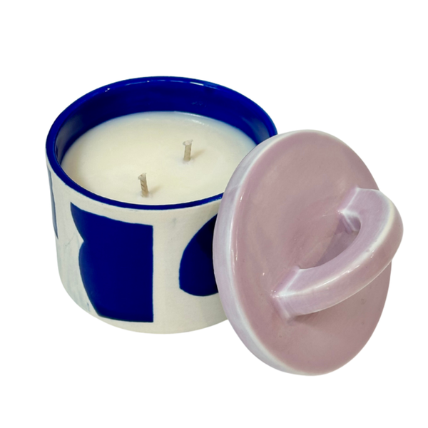 Geo Ceramic Candle Pot - Crisp Green Apple