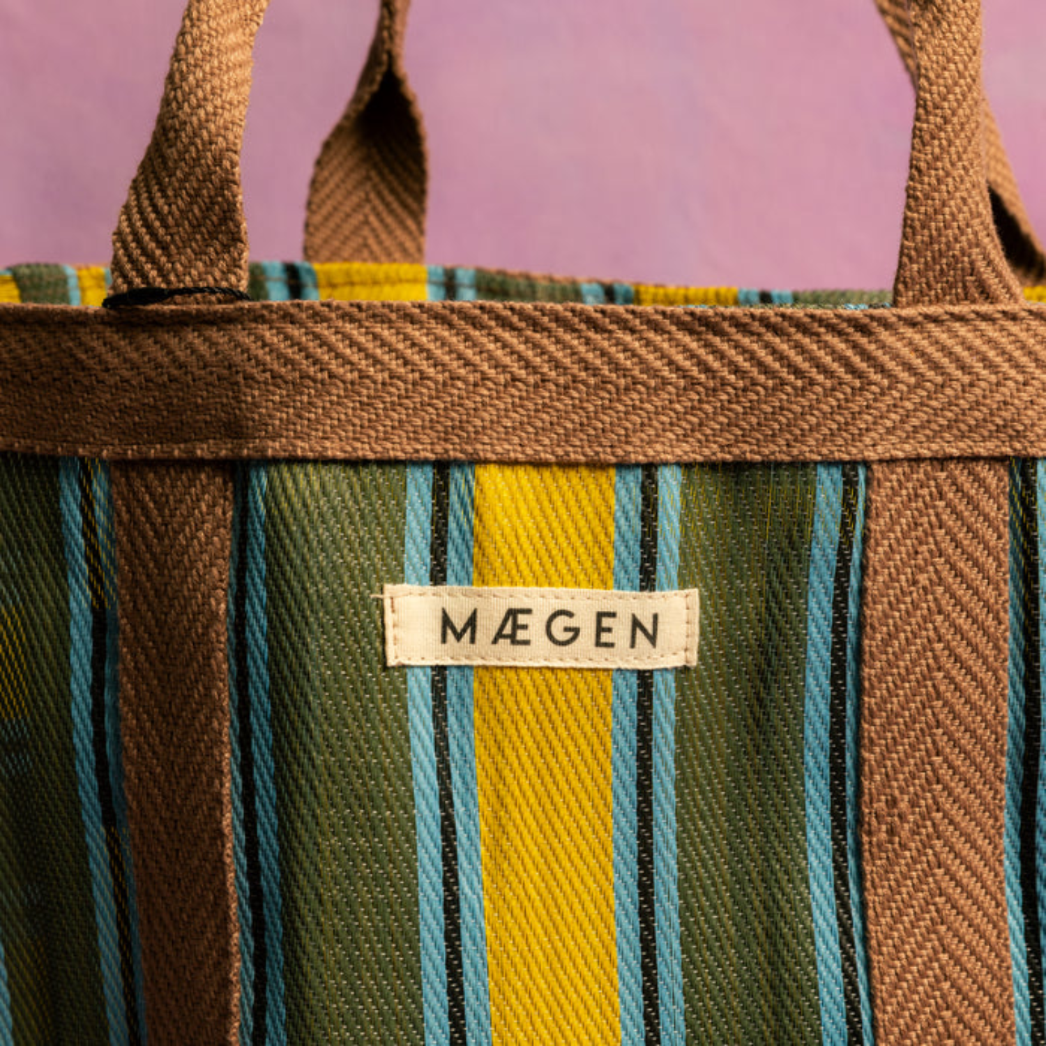 Chocolate/Yellow/Olive Striped Tote Bag