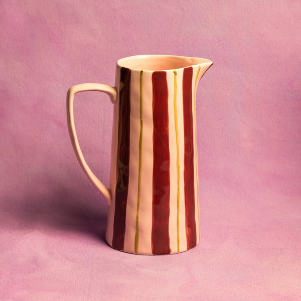 Pink/Burgundy Bold Striped Decorative Jug/Vase