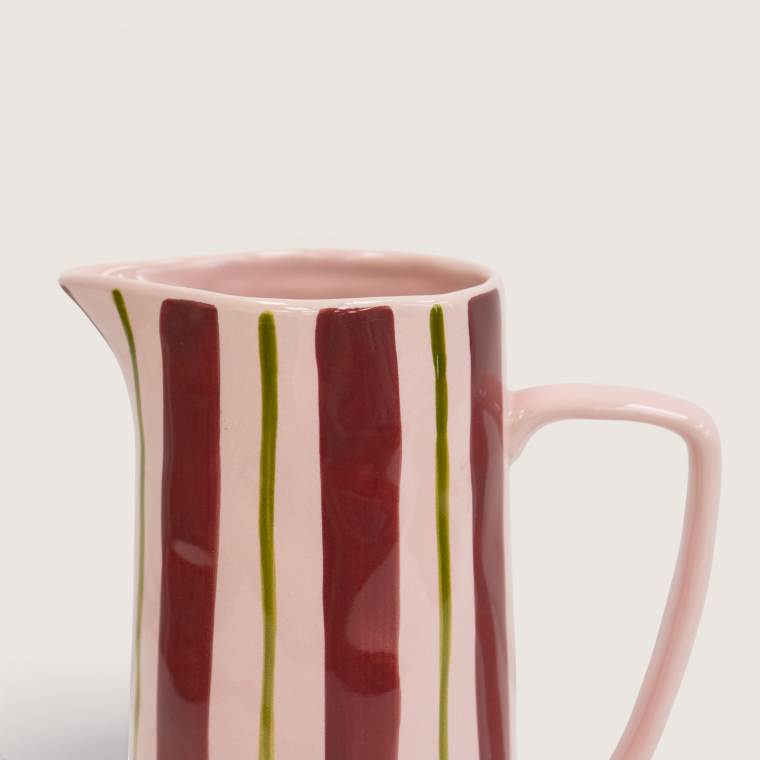 Bold Striped Decorative Jug Vase - Pink/Burgundy