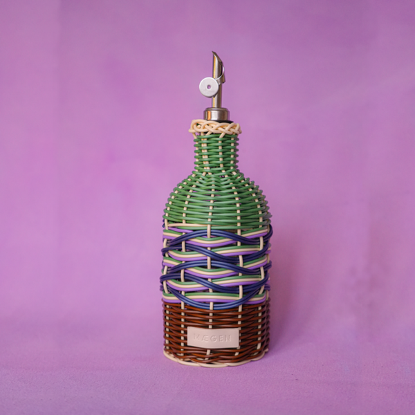 Bold Woven Oil Dispenser - Green/Brown
