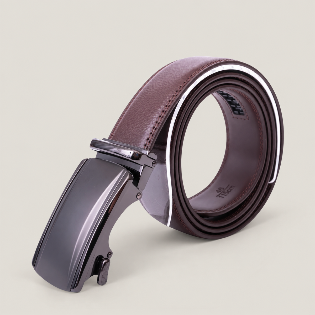 Clasp Leather Belt - Dark Cognac