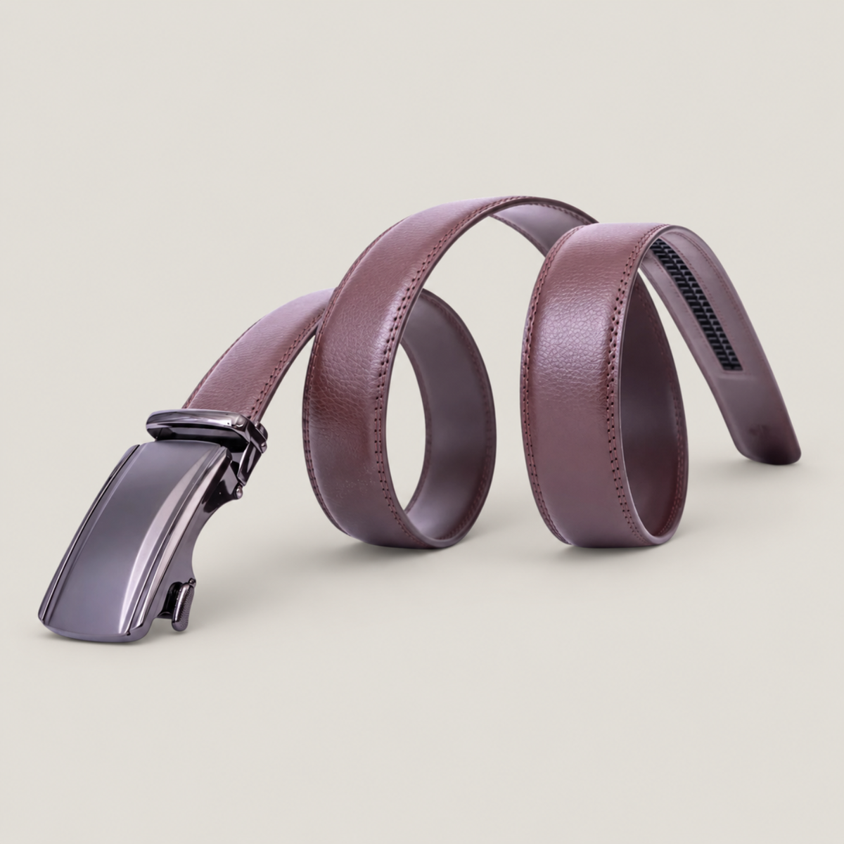 Clasp Leather Belt - Dark Cognac