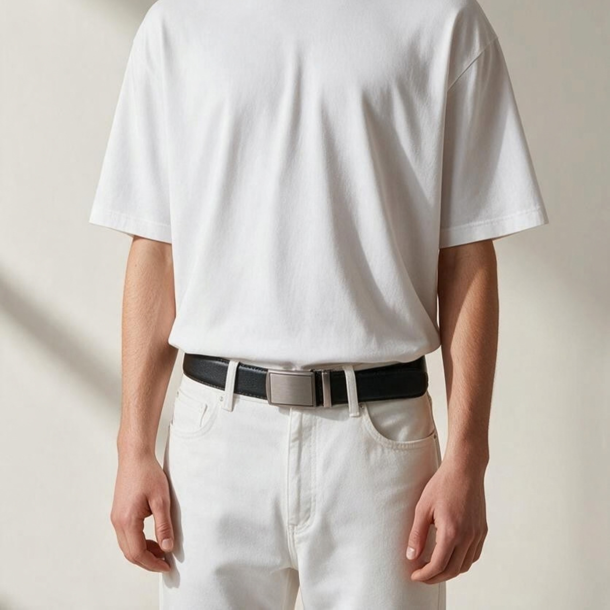 Clasp Leather Belt - Black
