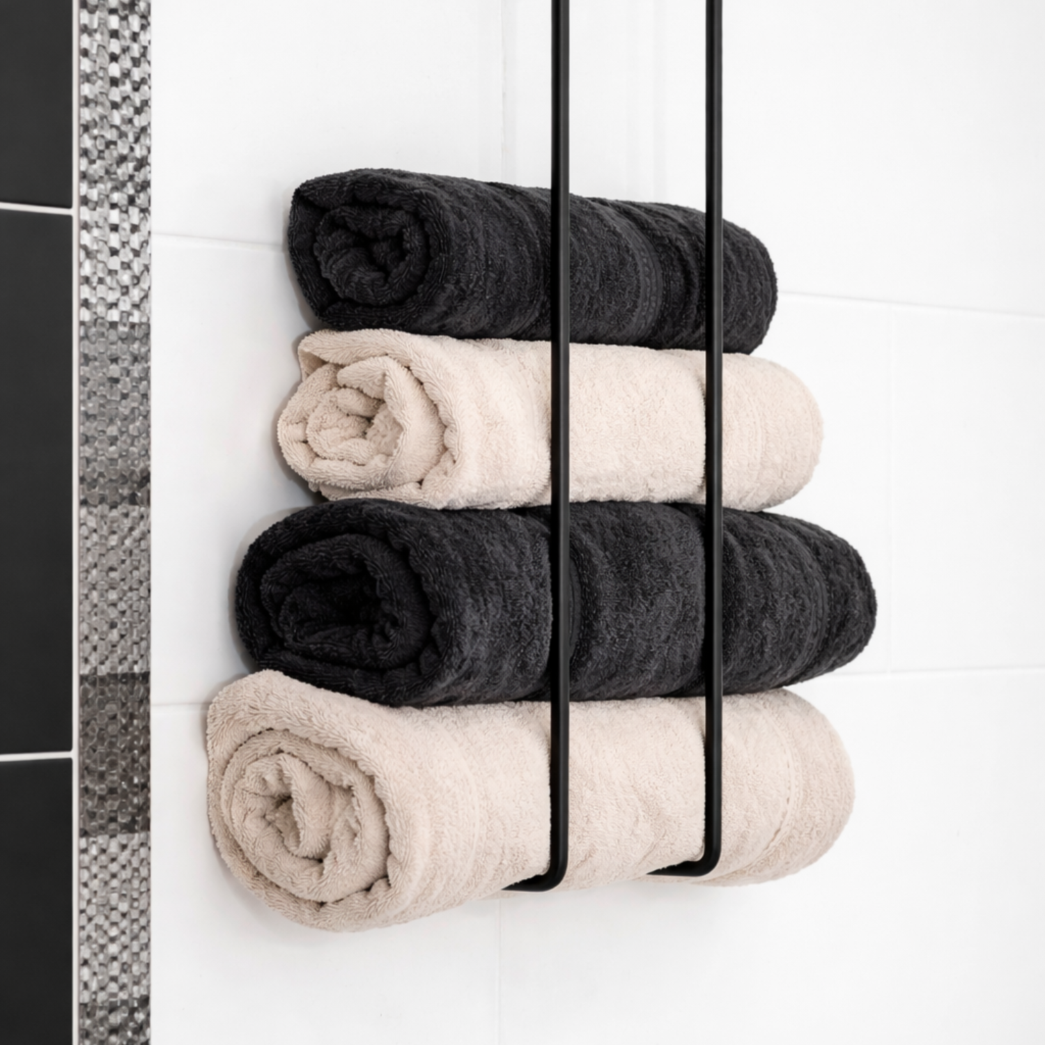 Black Wall Mount Towel Rack