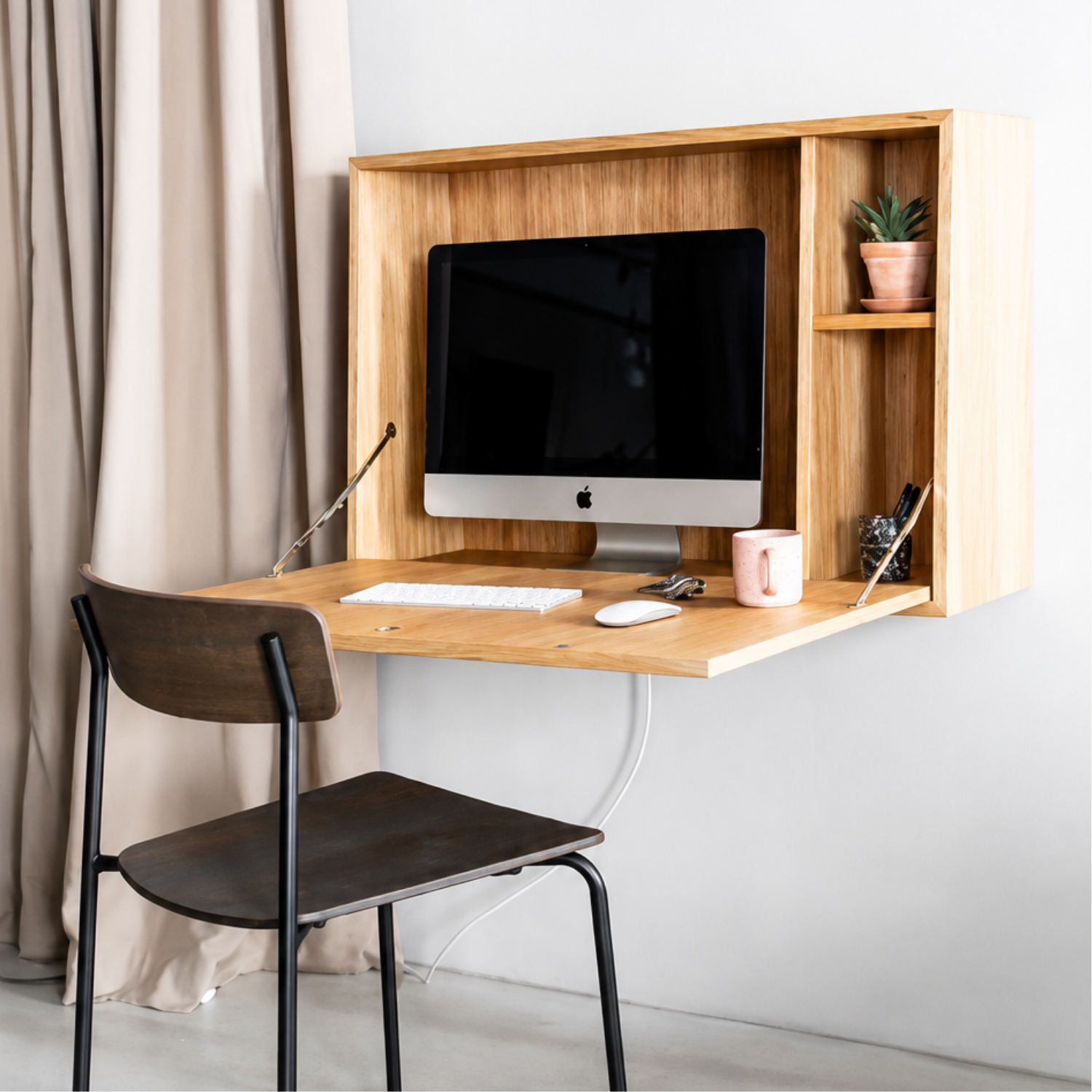 Noa Oak Wall Mounted Desk