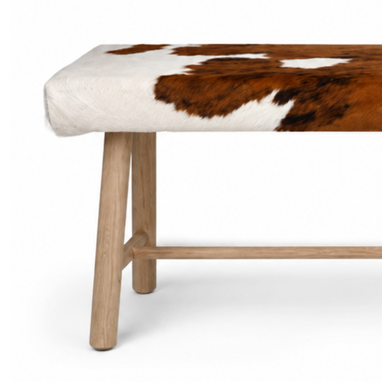 Norway Brown Cowhide Oak Bench