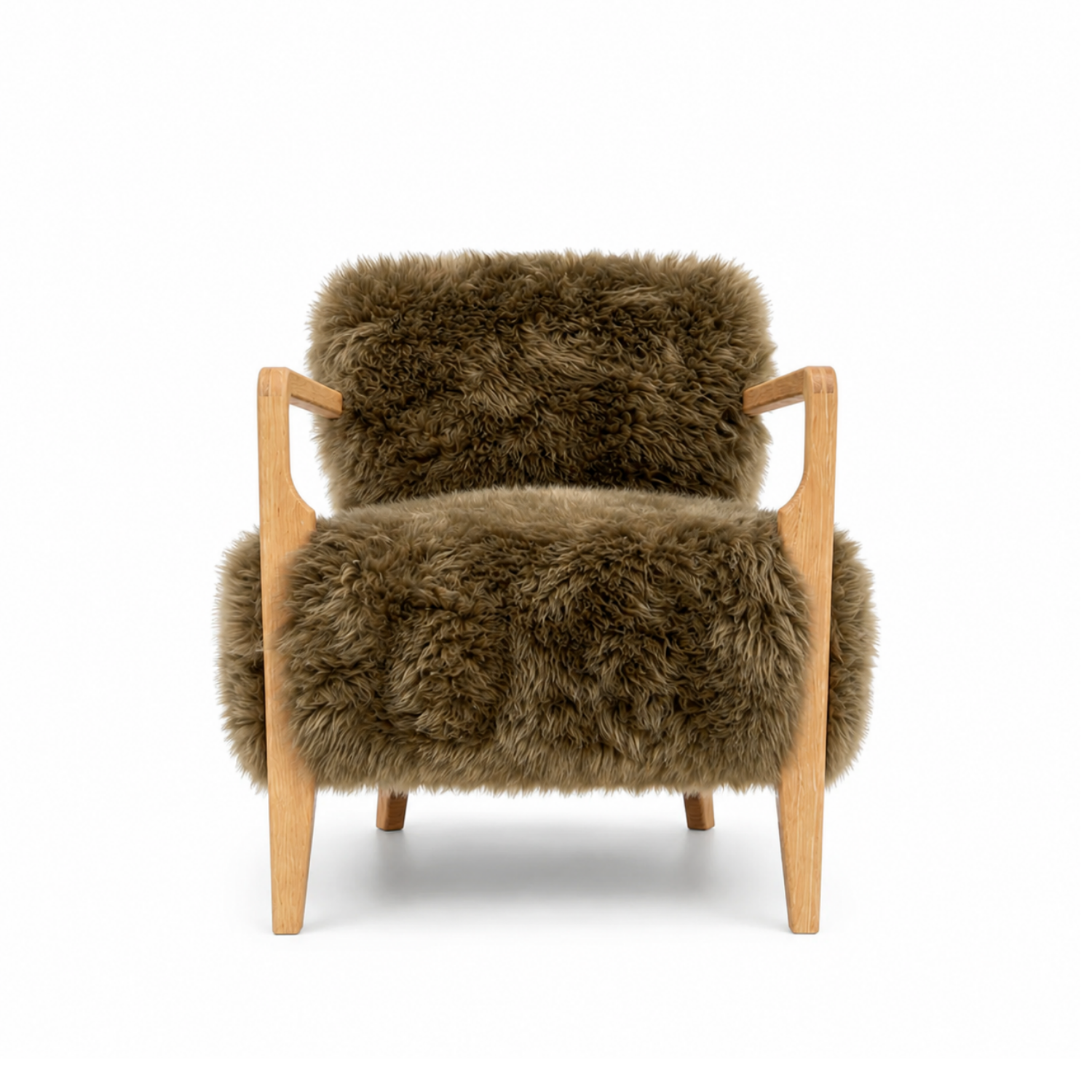 Malmo Long Wool Sheepskin Lounge Chair - Taupe Brown