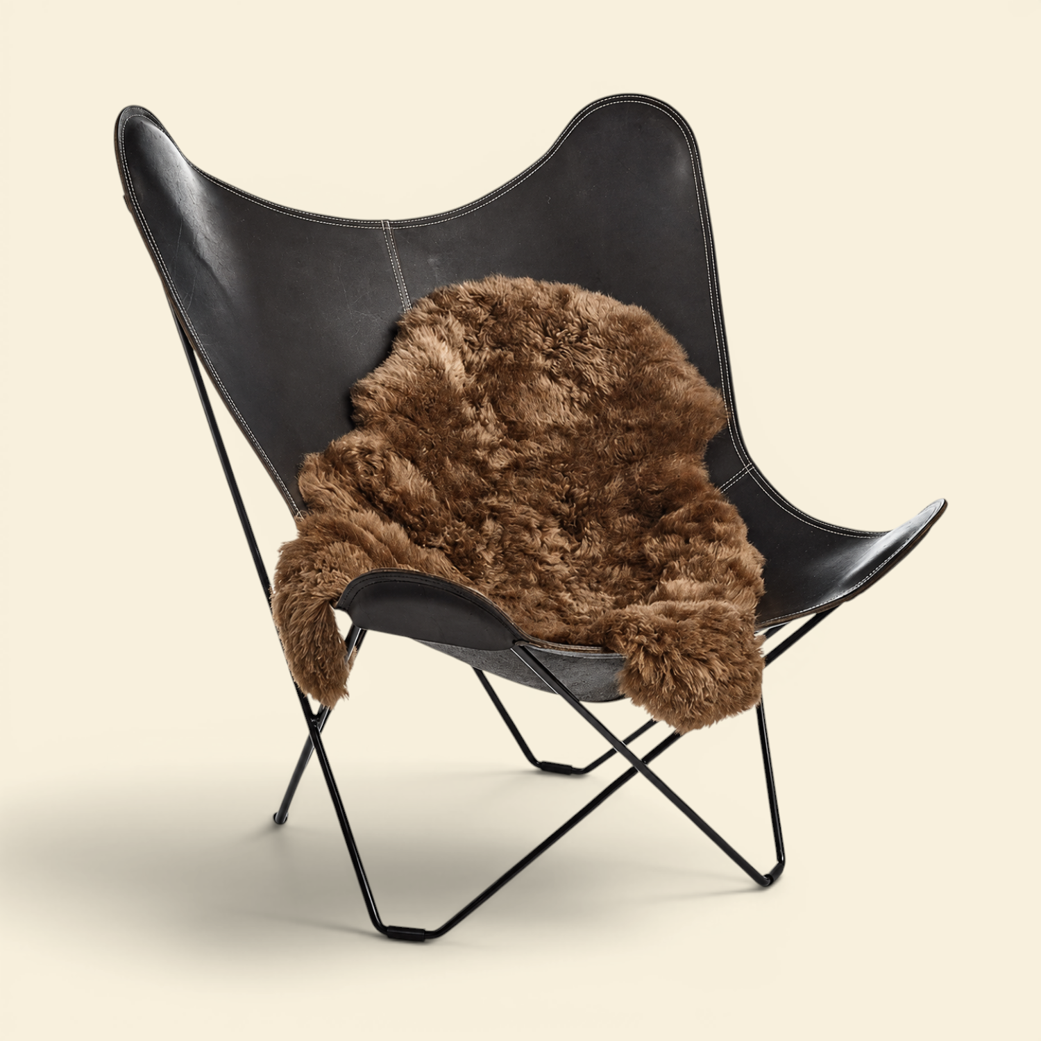 Skagen Sheepskin Short Wool Rug - Rusty Brown