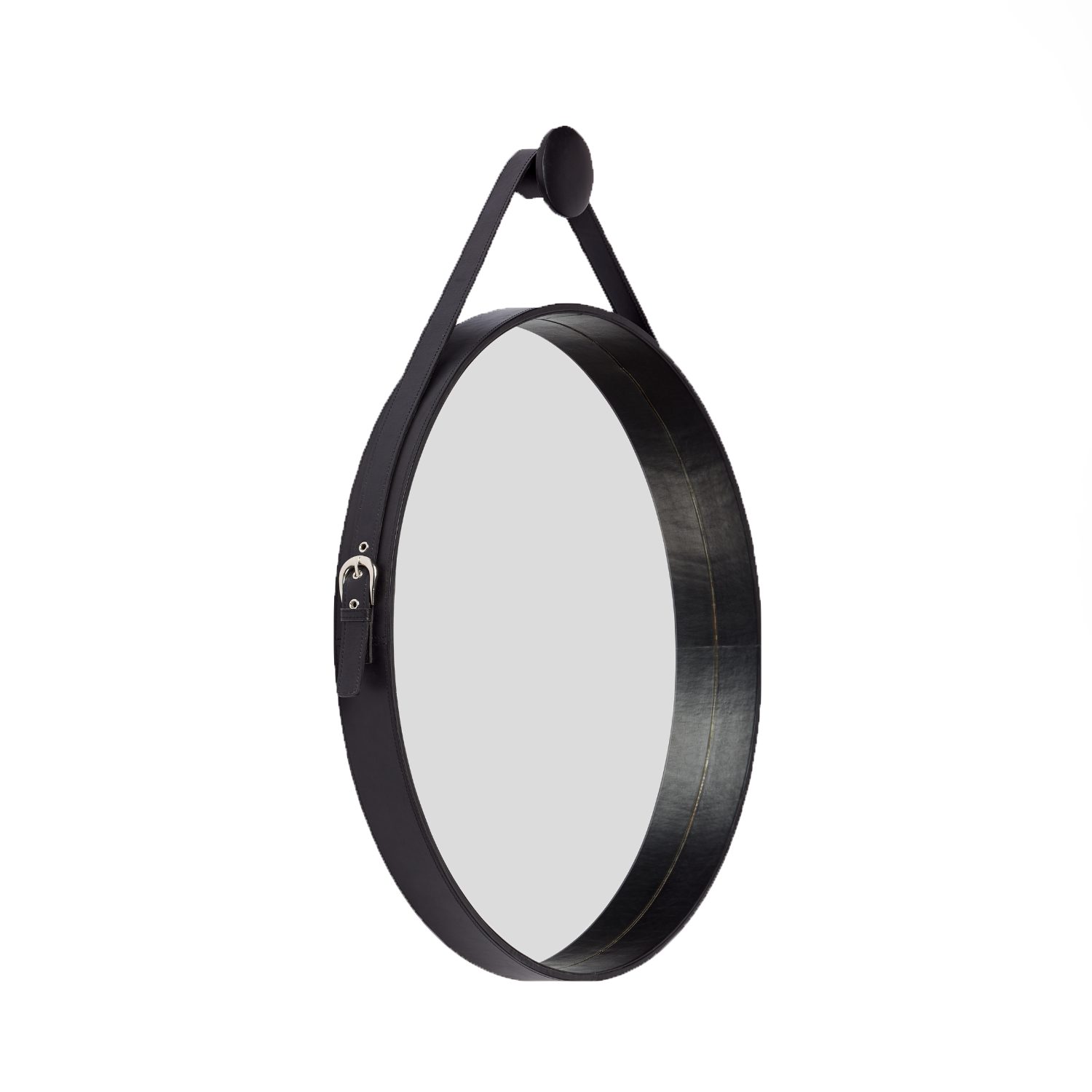 Lars Leather Round Mirrors - Black