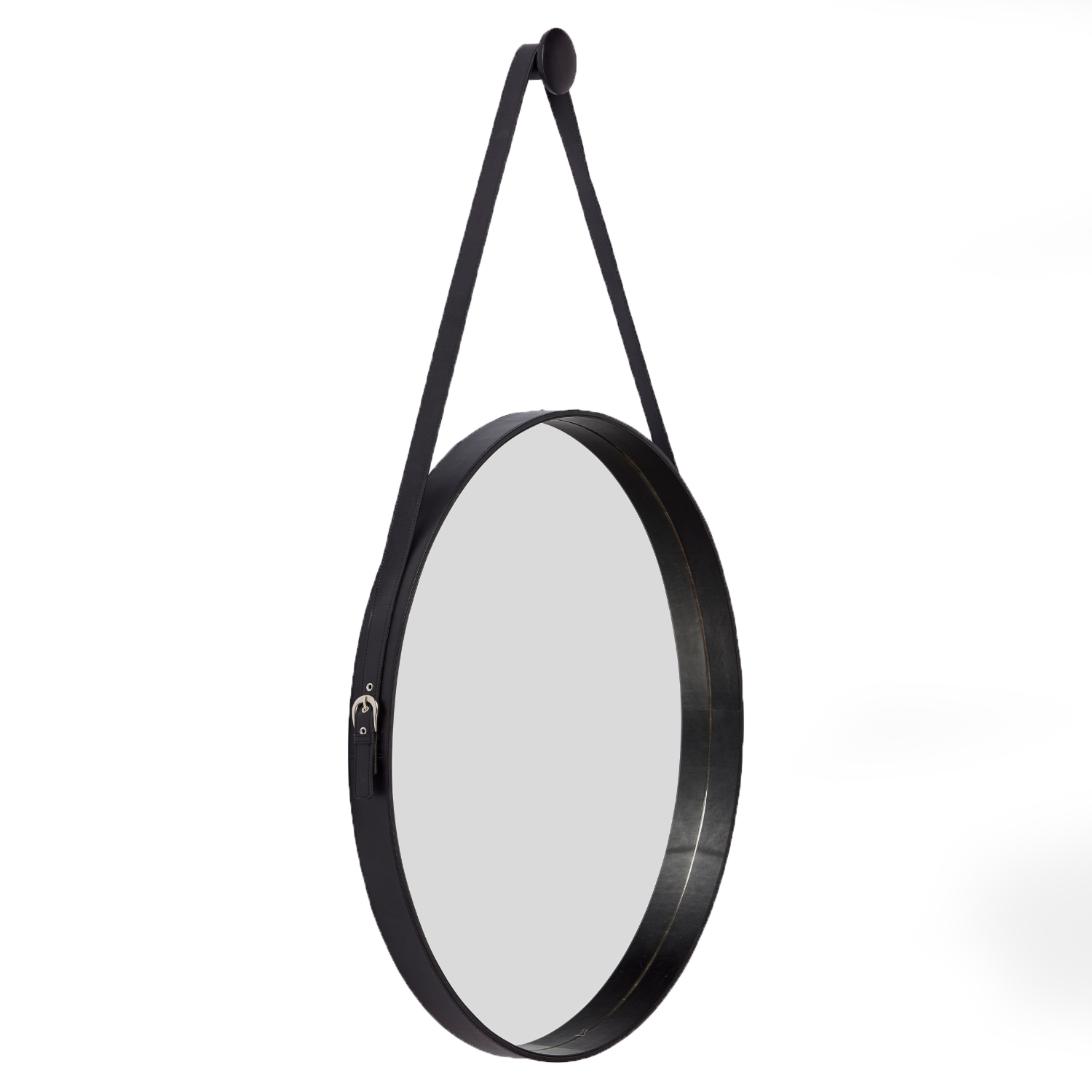 Lars Leather Round Mirrors - Black