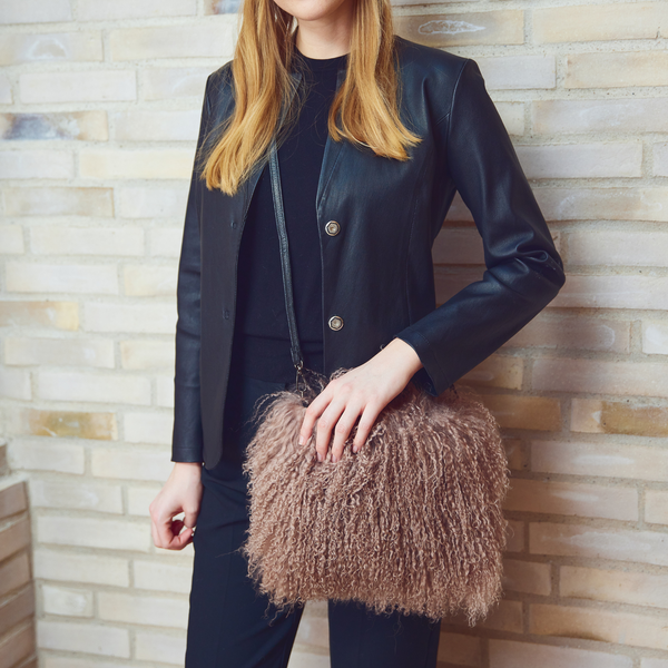 Skye Sheepskin Cross-Body Bag- Sand