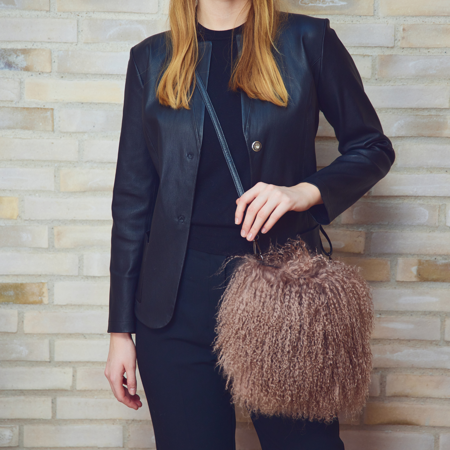 Skye Sheepskin Cross-Body Bag- Sand