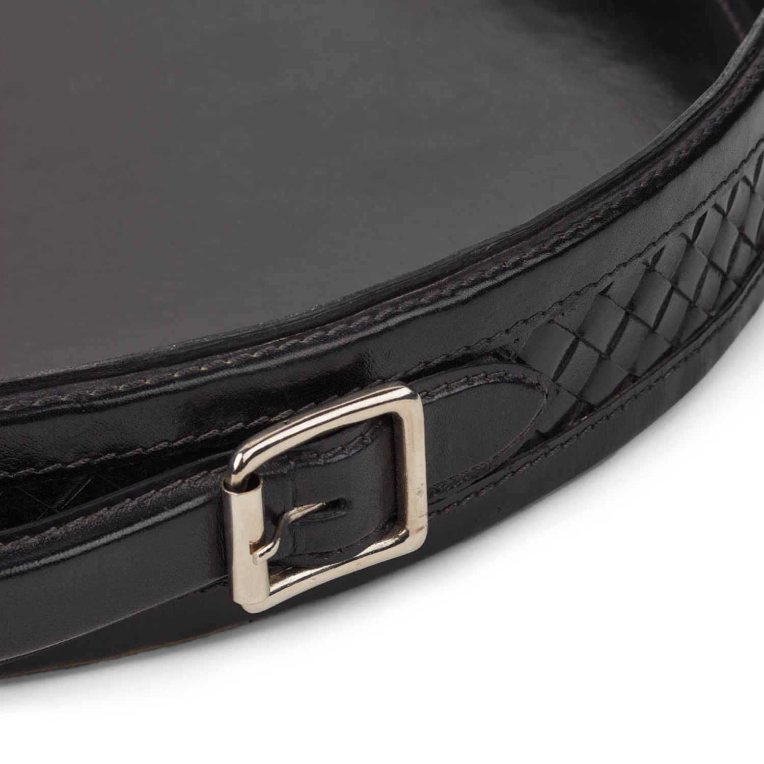 Lars Black Leather Tray W/Handle