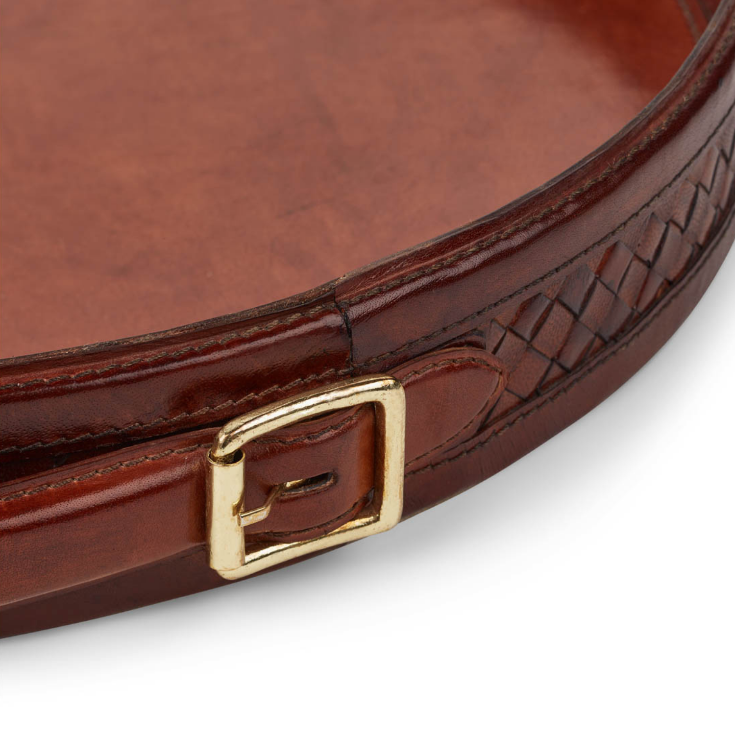 Lars Camel Leather Tray W/Handle