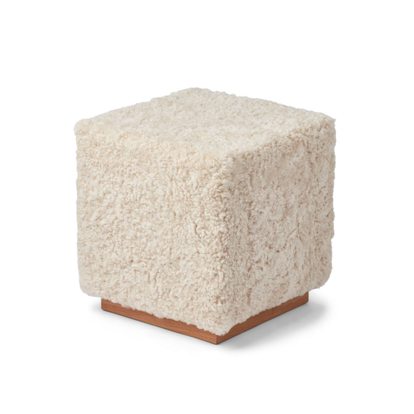 Bergen Wool Sheepskin Ottoman - Pearl