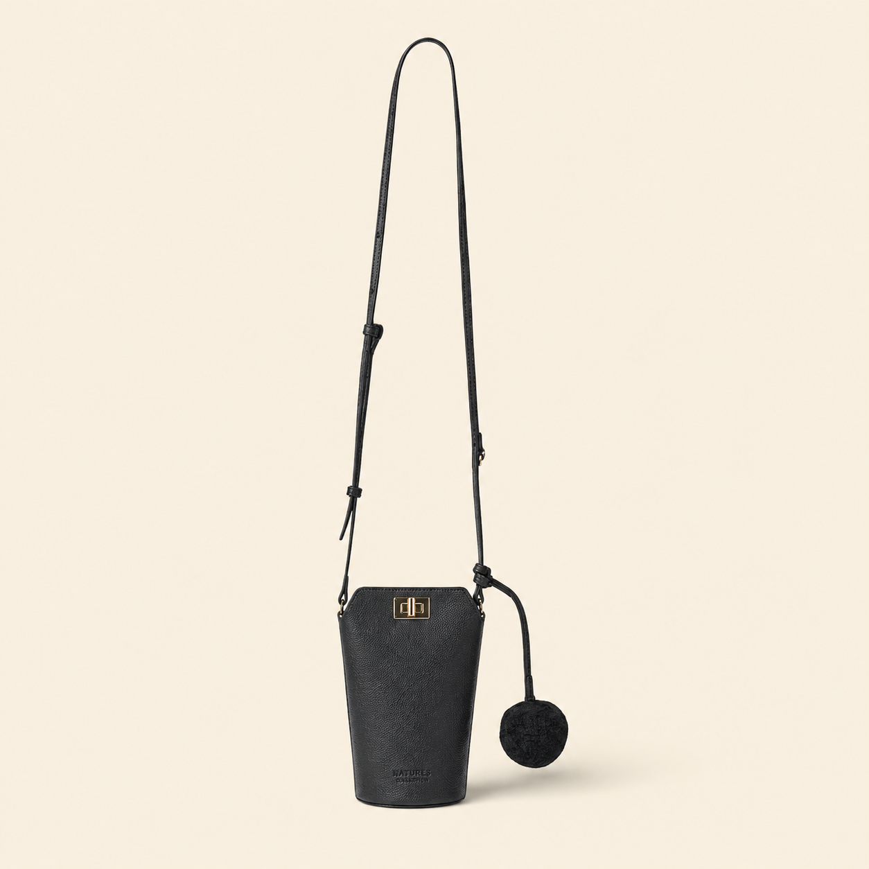 Kai Cross-Body Leather Phone Bag - Black