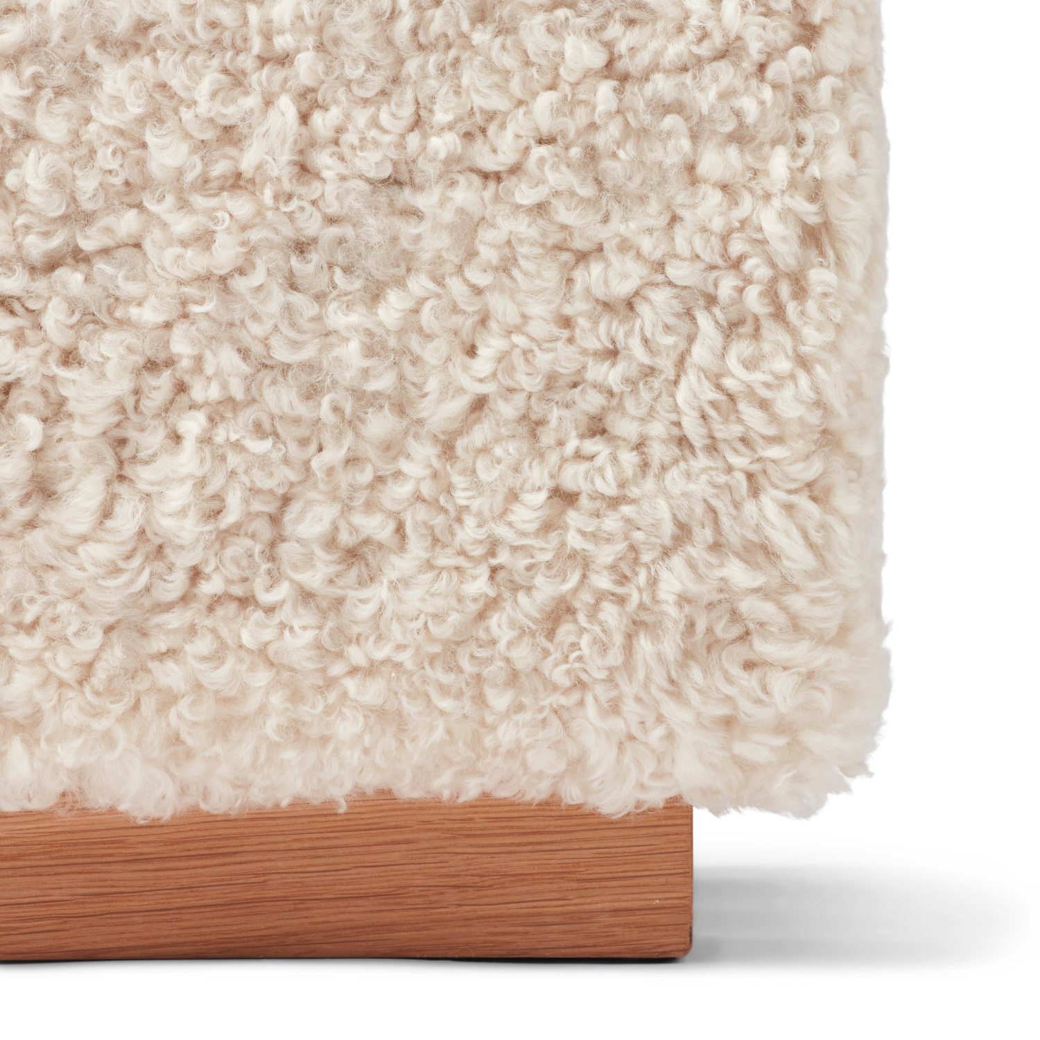 Bergen Wool Sheepskin Ottoman - Pearl