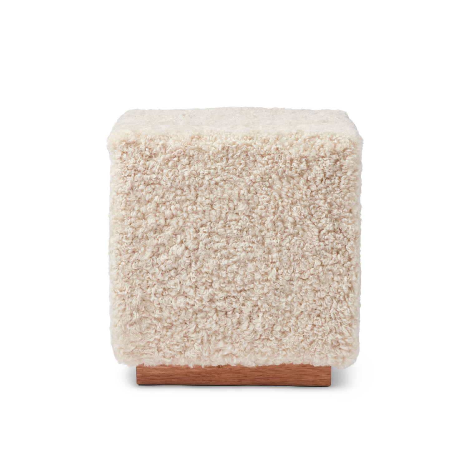 Bergen Wool Sheepskin Ottoman - Pearl