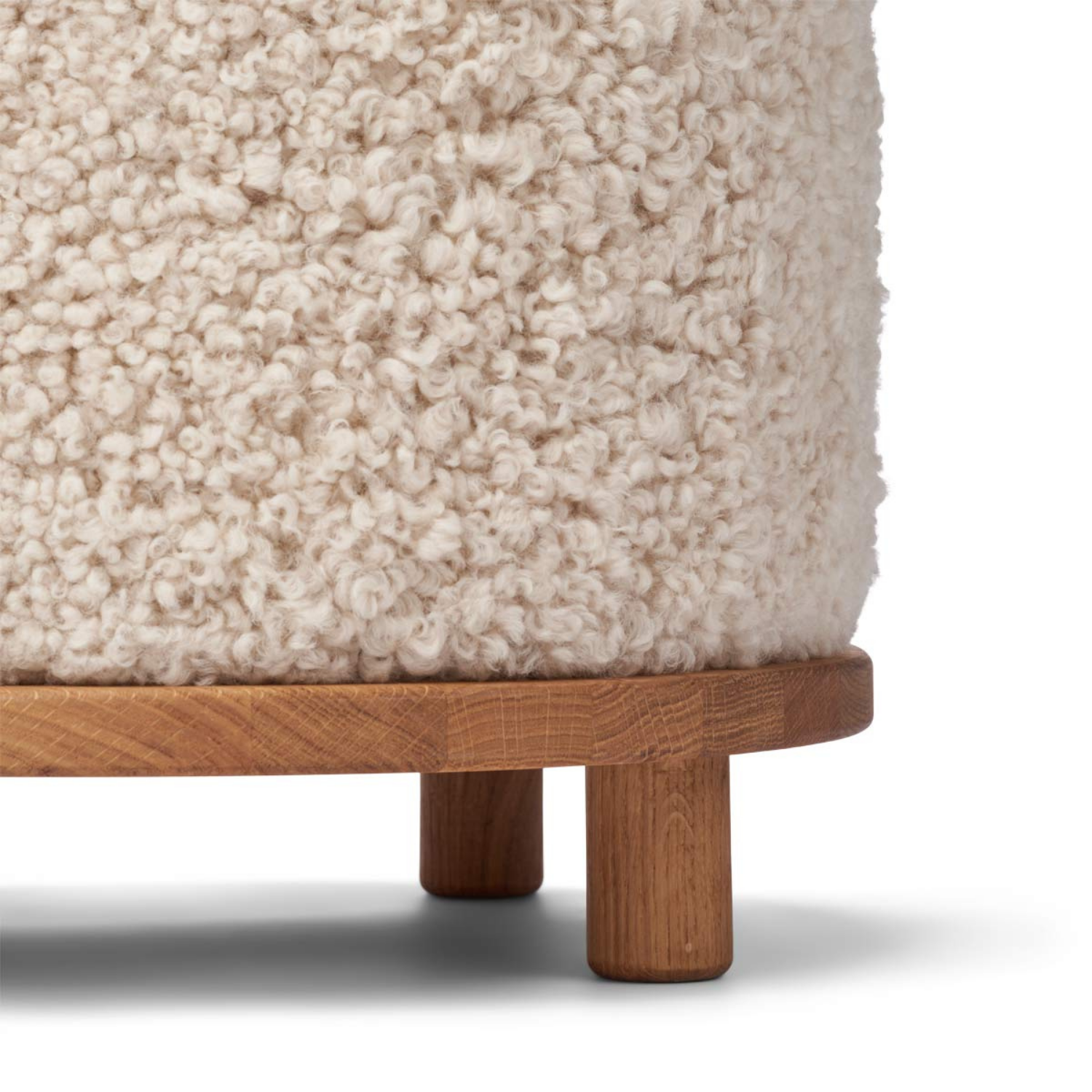 Saga Wool Sheepskin Ottoman - Pearl