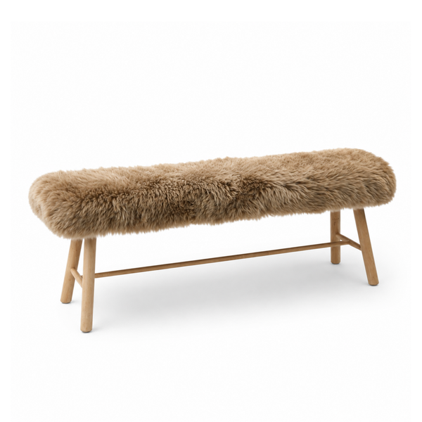 Aarhus Wool Sheepskin Bench - Taupe
