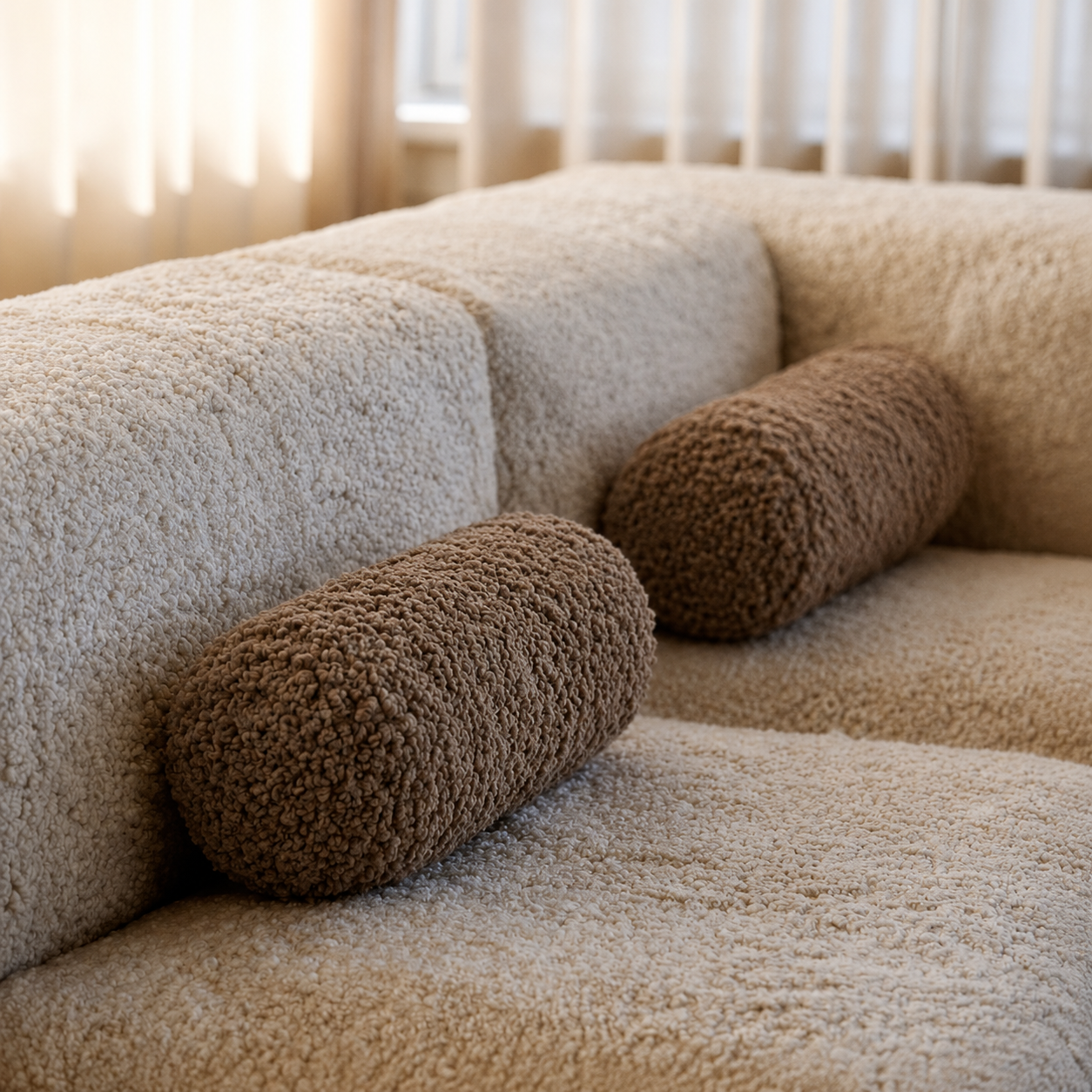 Oslo Sheepskin Bolster Pillow - Taupe