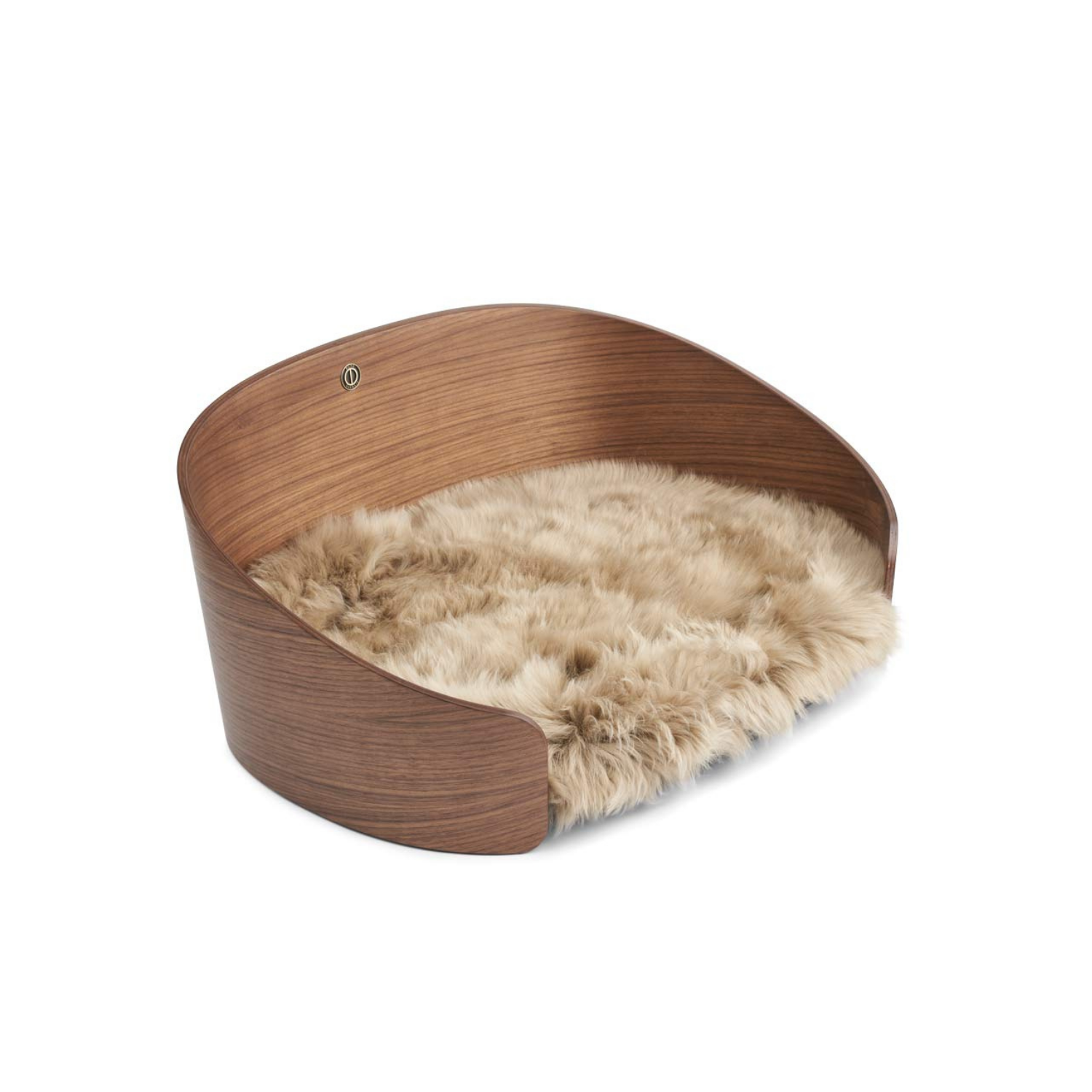 Freya Long-Wool Sheepskin Pet Bed - Walnut/Taupe