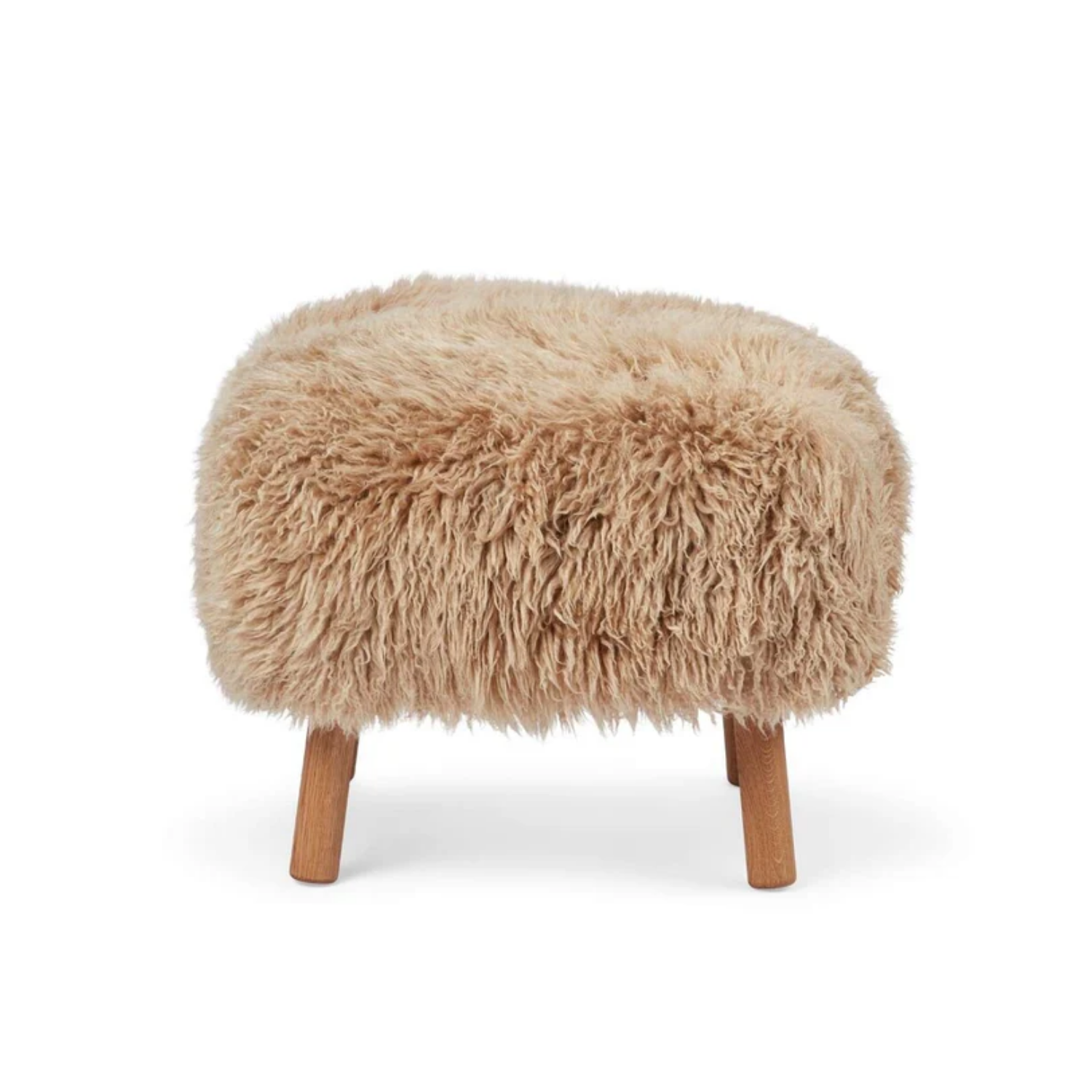 Arlberg Long-Wool Sheepskin Ottoman - Honey