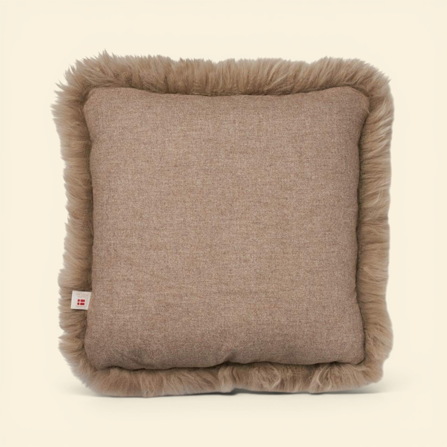 Astrid Reversible Sheepskin Long-Wool Toss Pillow -Beige/Taupe