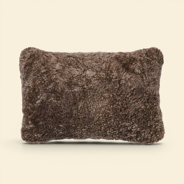 Astrid Reversible Sheepskin Kidney Toss Pillow - Beige/Taupe
