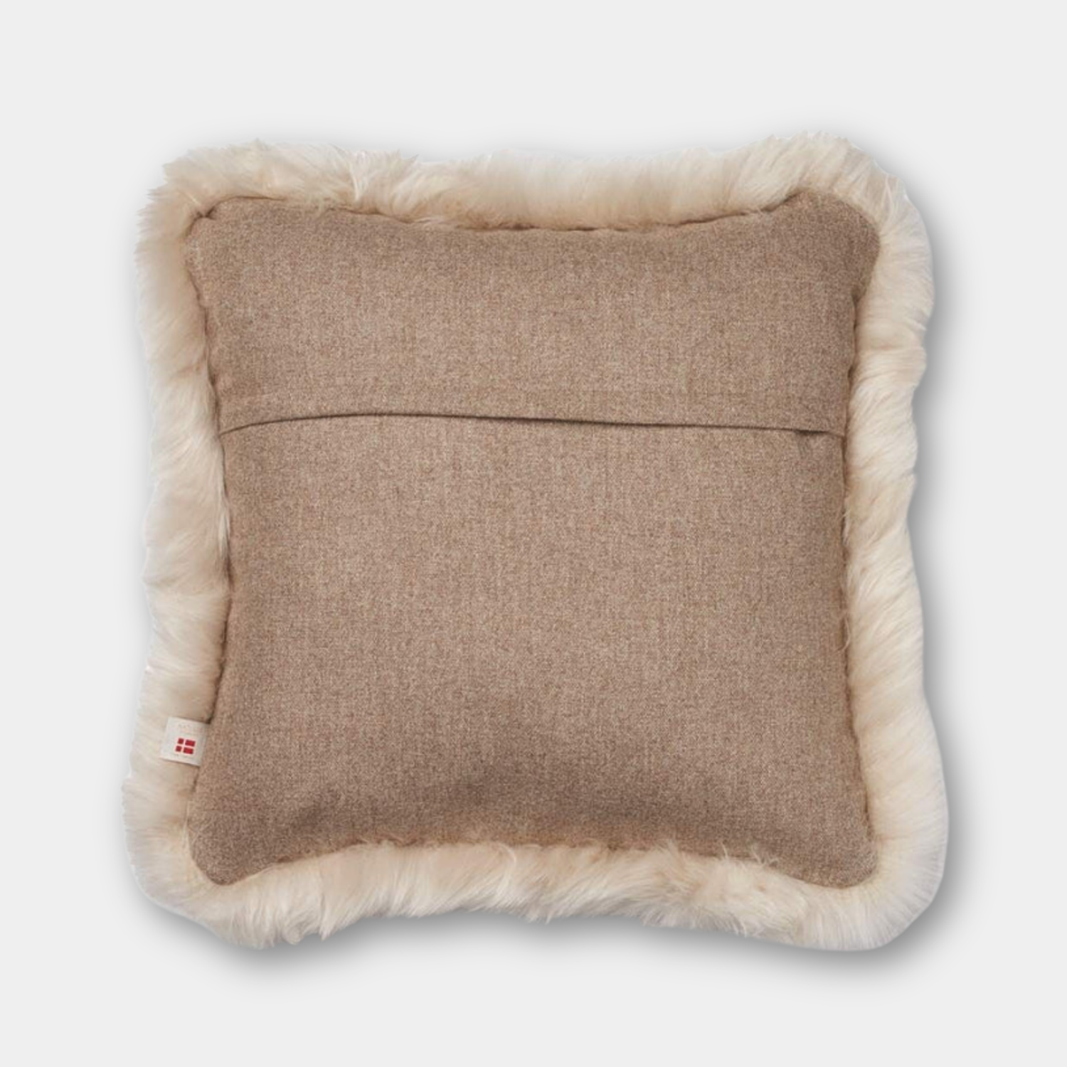 Astrid Long-Wool Trim Toss Pillow - Beige/Linen