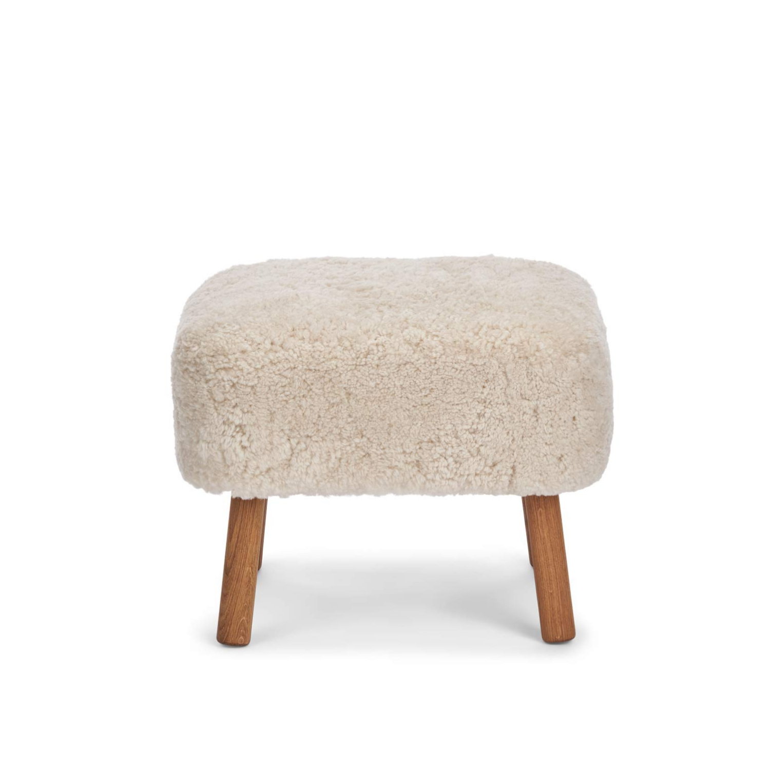 Arlberg Wool Sheepskin Ottoman - Pearl