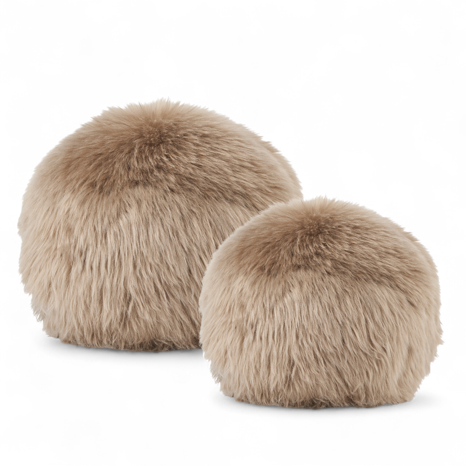 Oslo Orbits Sheepskin Long-Wool Toss Pillow - Taupe